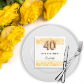 40. Geburtstag Weißgold Konfetti Name Serviette
