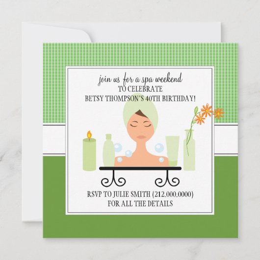 40. Geburtstag Wellness-Center Weekend Einladung (Vorderseite)