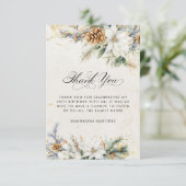 40. Geburtstag Winter Weiße Blumengrün Dankeskarte (Stehend Vorderseite)