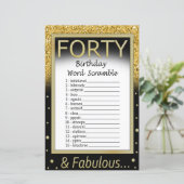 40 Geburtstag Word Scramble Game (Stehend Vorderseite)