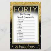 40 Geburtstag Word Scramble Game (Vorderseite)