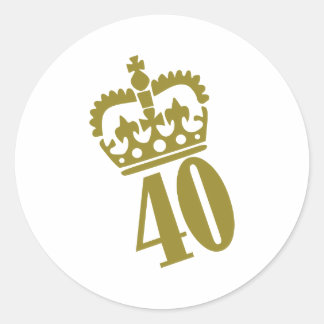 40. Geburtstag - Zahl - Vierzig Runder Aufkleber
