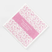 40. Geburtstag Zahlenmuster Rosa/Weiß Serviette (Ecke)