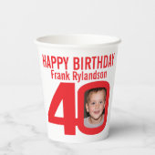 40. Geburtstag Zoll zwei Foto rot weiß Pappbecher (Rückseite)