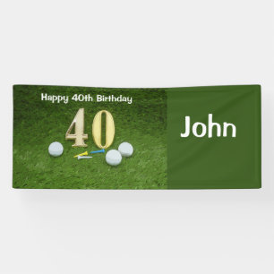 40. Geburtstag zum Golfer mit Golfball und Abschla Banner
