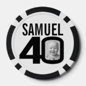 40. Geburtstag zwei benutzerdefinierte Fotos schwa Pokerchips (Rückseite)