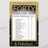 40 Geburtstage je oder nie gespielt (Vorderseite)