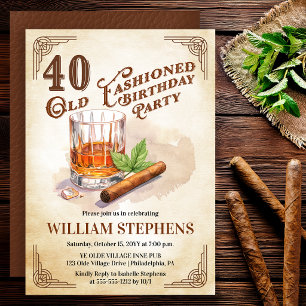 40. Geburtstagparty mit altem Whiskey und Zigarren Einladung