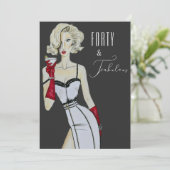 40. Geburtstags Button Up Girl Einladung (Stehend Vorderseite)