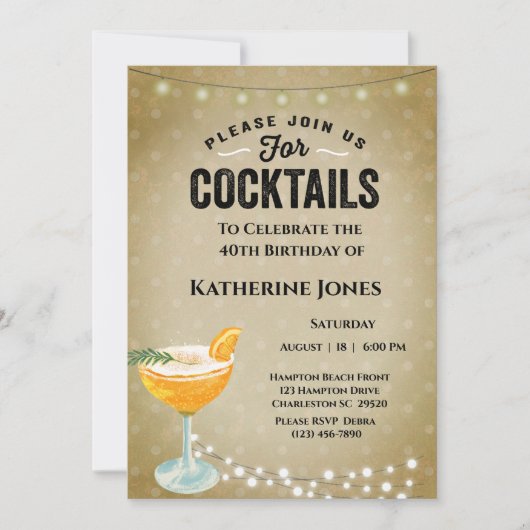40. Geburtstags Cocktail-Party Einladung (Vorderseite)