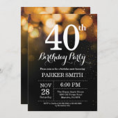 40. Geburtstags-Einladungs-GoldGlitzer Einladung (Vorne/Hinten)