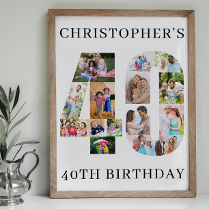 40. Geburtstags-Foto-Collage Nummer 40 Personalisi Poster