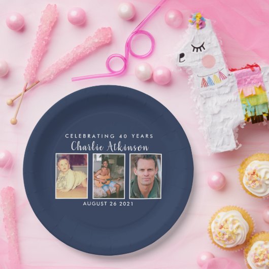 40. Geburtstags-Foto Pappteller (Party)