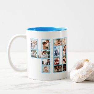 40. Geburtstags-Fotocollage Blau Zweifarbige Tasse