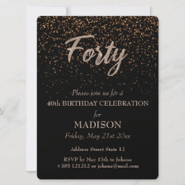 40. Geburtstags-Gold-Glitzer Einladung