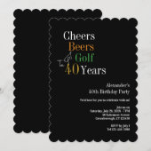 40. Geburtstags-Golf-Bier-Party Einladung (Vorne/Hinten)