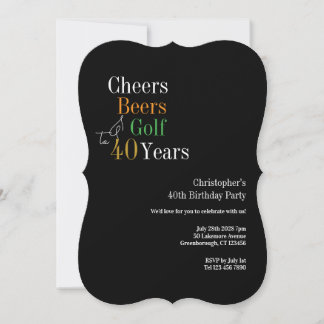 40. Geburtstags-Golf Cheers Beers Party Einladung