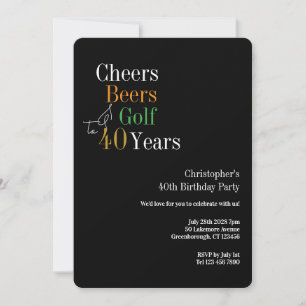 40. Geburtstags-Golf Cheers Beers Party Einladung
