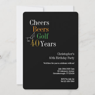 40. Geburtstags-Golf Cheers Beers Party Einladung