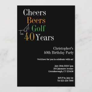 40. Geburtstags-Golf Cheers Beers Party Einladung