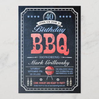 40. Geburtstags-Grillparty-Einladungen | Schultafe Einladung