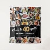 40. Geburtstags-Multi-Foto-Hintergrund Wandteppich (Vorderseite)