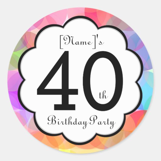40. Geburtstags-Party-Aufkleber Runder Aufkleber (Vorderseite)