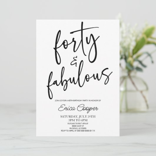 40. Geburtstags-Party Einladung (Stehend Vorderseite)
