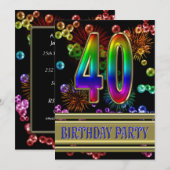 40. Geburtstags-Party Einladung mit Blasen (Vorne/Hinten)