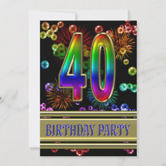 40. Geburtstags-Party Einladung mit Blasen