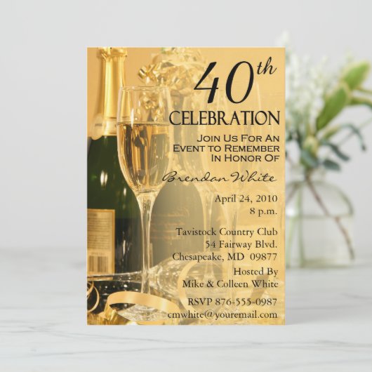 40. Geburtstags-Party Einladungen (Stehend Vorderseite)