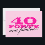 40. Geburtstags-Party Einladungen für Frauen<br><div class="desc">40. Geburtstags-Party Einladungen für Frauen Rosa 40 und fabelhaftes! Entwurf. Girlie Entwurf für die Frau mit vierzig Jährigen. Fortieth Party lädt ein.</div>
