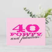 40. Geburtstags-Party Einladungen für Frauen (Stehend Vorderseite)