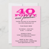 40. Geburtstags-Party Einladungen für Frauen (Rückseite)