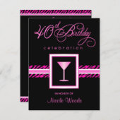 40. Geburtstags-Party Einladungen - heißes (Vorne/Hinten)