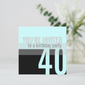 40. Geburtstags-Party Einladungen {Light Aquamarin (Stehend Vorderseite)