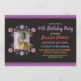 40. Geburtstags-Party Floral Fiesta Mexikanisches Einladung