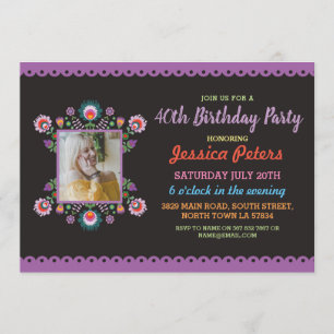 40. Geburtstags-Party Floral Fiesta Mexikanisches Einladung