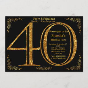 40., Geburtstags-Party, vierzig, Gatsby, Schwarzes Einladung