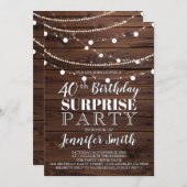40. Geburtstags-Überraschungs-rustikale hölzerne Einladung (Vorne/Hinten)