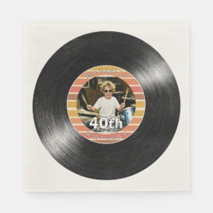 40. Geburtstags Vinyl-Schallplatten-Streifen Papie Serviette