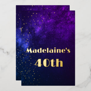 40. Geburtstagsabend Himmel Astral Gold Sterne Lil Folieneinladung