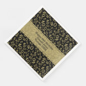 40. Geburtstagsalter Zahlenmuster Schwarz/Gold Serviette (Ecke)