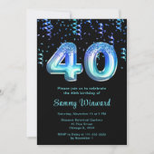 40. Geburtstagsballons mit Confetti Einladung (Vorderseite)