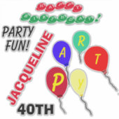 40. Geburtstagsballons personalisieren Alter Aufkleber (Vorderseite)