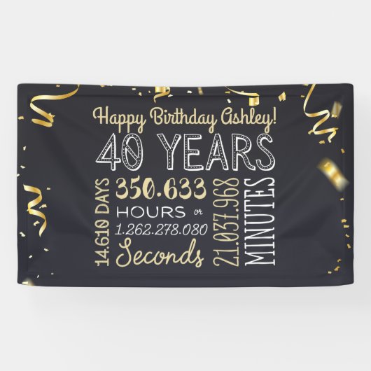 40. Geburtstagsbanner - 40 Jahre in Stunden & Seku Banner (Horizontal)