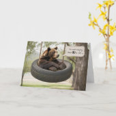 40. Geburtstagsbär im Reifenschwung Karte (Gelbe Blume)