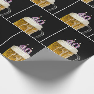 40. Geburtstagsbiere Tasse mit Kerzen Geschenkpapier