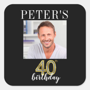40. Geburtstagsbild: Gefälligkeitskennzeichnungen Quadratischer Aufkleber