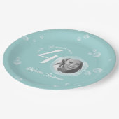 40. Geburtstagsblase Party Aquamarin verschmutzt Pappteller (Schrägansicht)